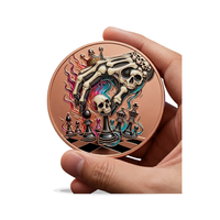 Pièce d'échecs en cuivre pur 999 de 1 oz et 5 oz, style squelette, haute définition, imprimée UV, peinte, ronde, en métal, cadeau