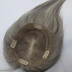 Cheveux humains Femmes Perruques Extensions de Cheveux Toupet <span class=keywords><strong>Blanc</strong></span> Gris Cheveux Mono Topper Pour Les Femmes - Product Image 1