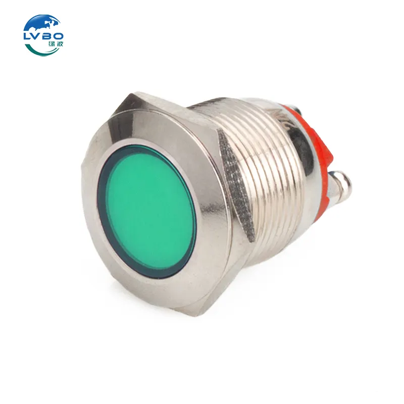 Luz indicadora de metal LED LVBO Lámpara de señal de metal 24 V 220V con luz indicadora de alarma de cable 24 V indicadores lámparas indicadores 19mm
