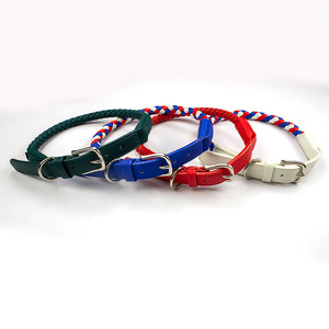 Ensemble collier et laisse en cuir microfibre tressé pour animaux de compagnie, nouveau collier réglable pour chien de taille moyenne à grande. - Product Image 1