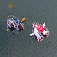 Kayak transparent en polycarbonate thermoformé en forme de cœur, double siège pour couples, touristes, équipement de jeux aquatiques, kayak transparent