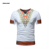 Camisa de telas Dashiki de manga corta informal para hombre de alta calidad, venta al por mayor, patrón sólido, impresiones de cera Java, vestido africano, diseño en blanco