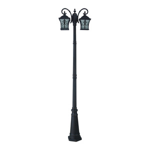 Outdoor Garden <b>Light</b> Post <b>LED</b> Iron Pole Glass Shade 2700K Warm White IP66 AC Powered Non-Detachable Fixture <b>Motion</b> <b>Sensor</b> - Product Image 1