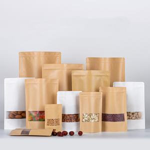 Wholesale Biodegradable Brown Stand Up Pouch Kraft Paper Tea Coffee Packaging Bags For Food With Window