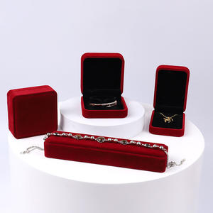 Boîtes à bijoux antiques en velours rectangle moderne personnalisées emballage de bijoux en velours de luxe forme rectangle - Product Image 5