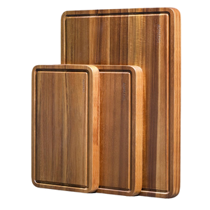 Tabla de cortar de cocina de madera de bambú, Juego de 3 patrones rectangulares, Mango para picar frutas, verduras, pan, aperitivos para servir en la cocina - Product Image 2