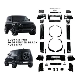 Gran oferta, conjunto completo de actualización, Kit de carrocería embellecedor de Estilo negro, falda lateral de parachoques de coche sobre guardabarros para Land Rover Defender 2020 +