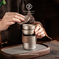 Service à thé de voyage élégant et durable en titane pur, esthétique chinoise, tasse individuelle à infusion rapide, essentiel pour le camping en extérieur