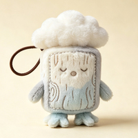 Porte-clés en peluche mignon en forme de bloc de bois de la forêt, pendentif de sac en peluche de dessin animé, cadeau personnalisé