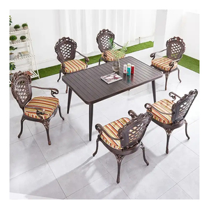 rectangulaire légère Meubles <span class=keywords><strong>de</strong></span> terrasse en fonte d'<span class=keywords><strong>aluminium</strong></span> Tables et chaises <span class=keywords><strong>de</strong></span> <span class=keywords><strong>jardin</strong></span> d'extérieur modernes 4-6 <span class=keywords><strong>personnes</strong></span> - Product Image 4