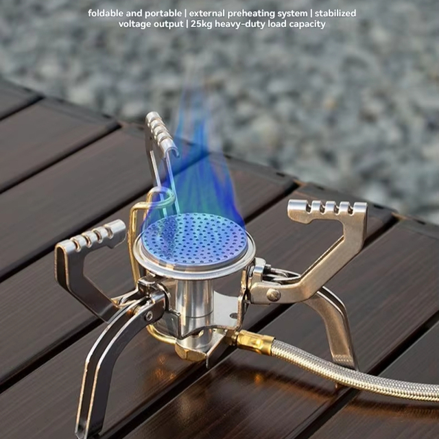 Factory Wholesale Lightweight Pocket Camping Stove Stainless Steel Wind Resistant Butane Stove For Outdoor Picnic Use