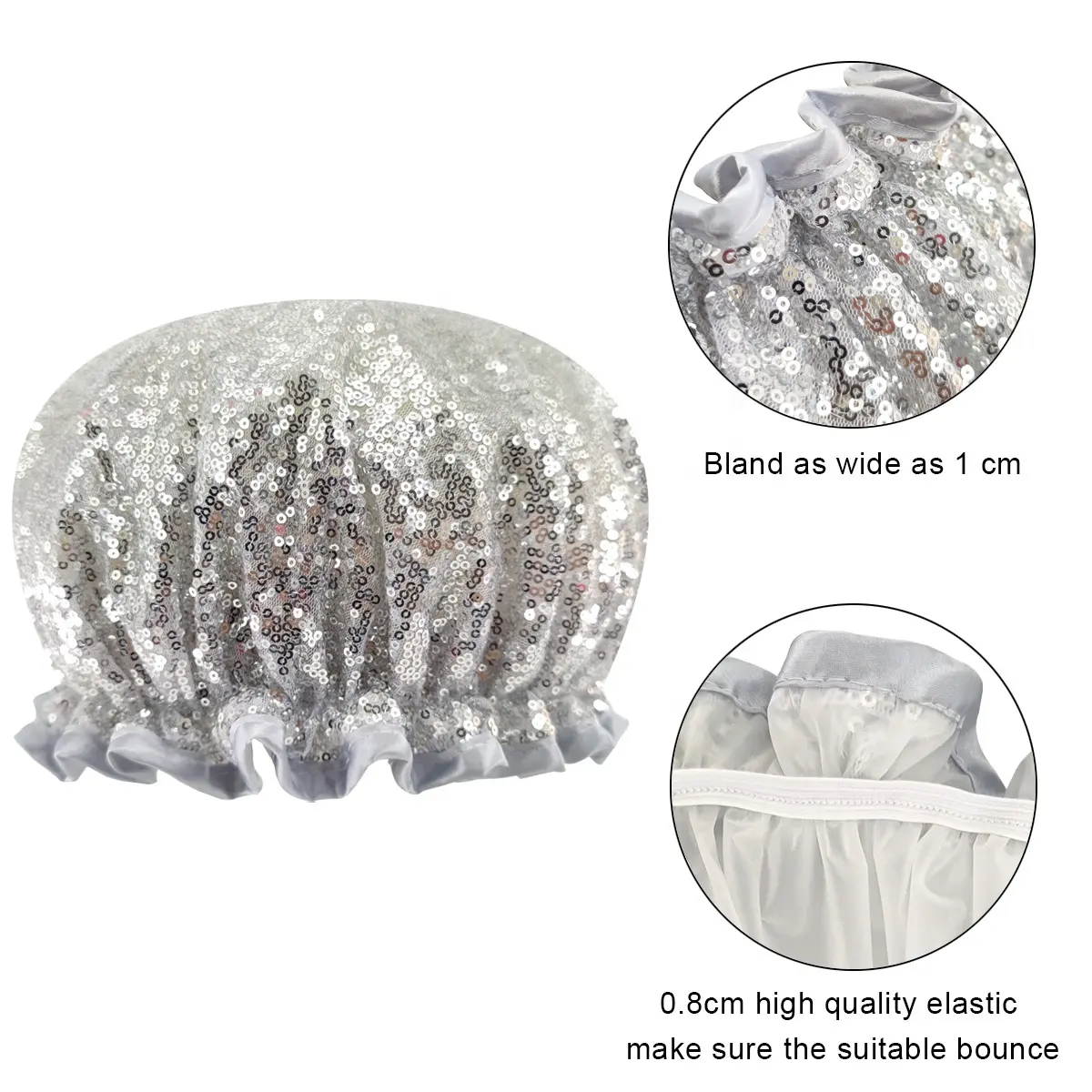 Bonnets en satin pour femmes de grande taille Bonnet de douche de haute qualité Chapeaux de bain imperméables à double couche