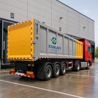 Semirremolque de transferencia de basura STARJOY de 47 cbm y 3 ejes |   Vehículo de Transporte de Residuos de 30 Toneladas para Estaciones de Residuos y Vertederos