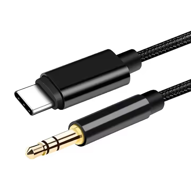 3.3ft USB C Jack Braided Cable Aux Car 3.5 mm Jack Digital Audio Stereo for Huawei iPhone for Xiaomi Carplay Microphone