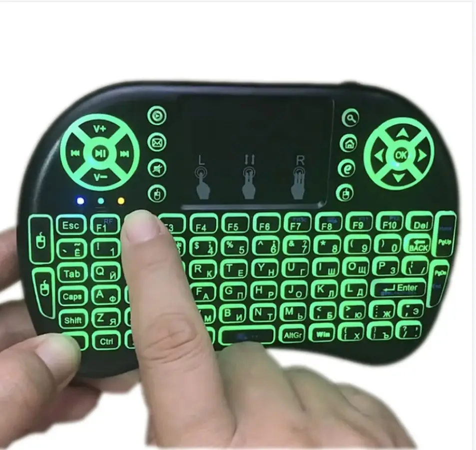 Keyboard I8 Nirkabel Mini PC Kotak TV Android, Touchpad Remote Mouse Udara 2.4G Bahasa Inggris Rusia Prancis Bahasa Inggris