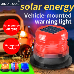JUJINGYANG Lampe de signalisation magnétique solaire étanche à LED, rouge et bleue clignotante, pour extérieur - Product Image 4