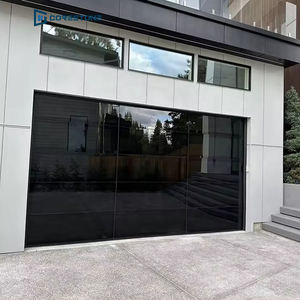 <span class=keywords><strong>Porte</strong></span> <span class=keywords><strong>de</strong></span> <span class=keywords><strong>garage</strong></span> <span class=keywords><strong>sectionnelle</strong></span> automatique moderne sur mesure en alliage d'aluminium sans cadre avec miroir en verre trempé noir et isolation thermique - Product Image 4