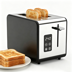 <span class=keywords><strong>Grille</strong></span>-<span class=keywords><strong>pain</strong></span> électrique domestique 800W, puissant, avec écran tactile numérique, fonctions multiples, 2 fentes, en acier inoxydable - Product Image 1