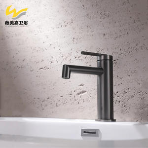 Robinet de lavabo à commande double, à un seul trou, à poignée unique, chaud et froid, entrée/sortie 20 mm, design gris métallisé, salle de bain - Product Image 5