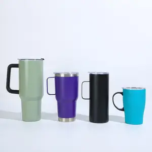 Custom Mug Cup Coffee Milk Travel Mug Multifunctional 40oz Drinking Tumbler With Handle