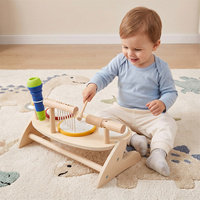 Nouvelle table musicale éducative en bois pour enfants, avec barres de clochettes, tambour, cymbale, ensemble de percussion, instruments de musique sans BPA, baguettes de batterie, Montessori