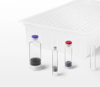 Flacons tubulaires en verre multi-volumes de style serti, transparents, ambrés, bruns, avec bouchon en caoutchouc et capuchon en aluminium, en stock