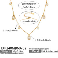 Collier pendentif carré cœur esthétique Gaovo, plaqué or 18 carats, acier inoxydable, pavé de CZ, bijoux de mode pour femmes, à porter tous les jours