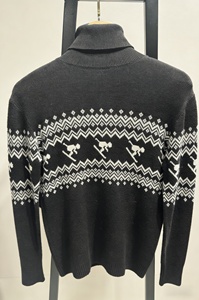 Pull en tricot à col roulé pour femme, motif Fair Isle noir, pull d'hiver - Product Image 4