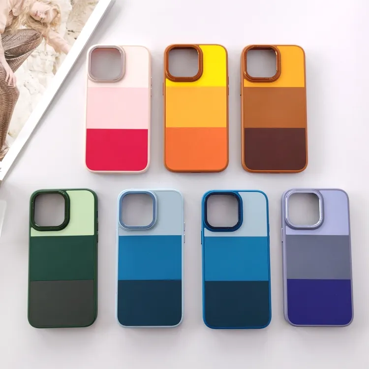 Uni-Leder Drei-in-Eins-Farbe passende Handy hülle für iPhone