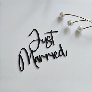 Decorazione per <span class=keywords><strong>Torta</strong></span> Nuziale in Acrilico con Scritta 'Just Married', Ornamenti per <span class=keywords><strong>Torta</strong></span> Nuziale, Topper per <span class=keywords><strong>Torta</strong></span> di Matrimonio - Product Image 3
