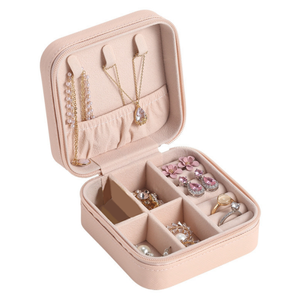 Spot wholesale price Hot Sale PU Leather zipper jewelri box Small Travel Jewelry case Boxes jewelry box for travel