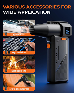 Souffleur d'air électrique rechargeable turbo avec affichage de la puissance, pour le nettoyage des claviers et des ordinateurs, idéal pour éliminer la poussière. - Product Image 2