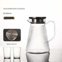 Carafe en acrylique PC transparente, grande capacité, design simple, pour jus et boissons, idéale pour restaurants