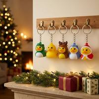 Porte-clés canard en vinyle souple mignon, pendentif de sac canard de dessin animé, cadeau de fête pour enfants, breloque canard à habiller