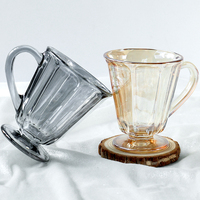 Vente en gros usine – Tasse à thé en verre vintage personnalisée pour la maison, design créatif, mini tasse à café/thé en verre mignonne avec soucoupe