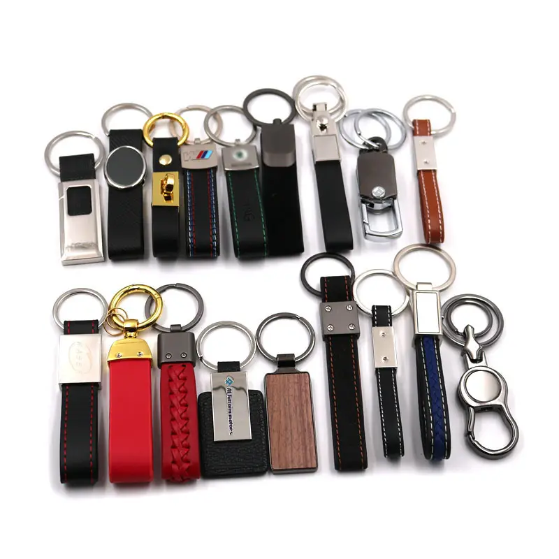 Hadiah Promosi kualitas tinggi gantungan kunci kulit PU mewah paduan seng logam logo mobil kustom gantungan kunci dalam stok