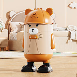 EXCLUSIF Petit Ours Poubelle Mignon Dessin Animé Haut De Gamme Pas De Pliage En Plastique PP Bureau Maison Stockage Poubelle avec Pieds Épais - Product Image 2