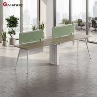 Système de poste de travail modulaire moderne pour bureau, bureau double avec écran de confidentialité et gestion des câbles