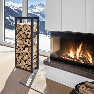 Supports de stockage de bois de chauffage en métal noir de haute qualité Porte-bûches moderne pour une utilisation intérieure et extérieure - Product Image 6