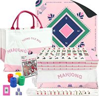 Sac de rangement pour jetons de Mahjong américain en acrylique avec tapis, personnalisable OEM, gravé, durable, design classique