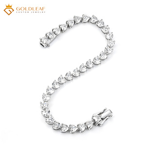 Goldleafgem Custom 14K Solid <b>White</b> Gold IGI Certified Lab Grown Diamond Tennis Link <b>Bracelet</b> Luxury Fine Jewelry Gift for Women - Product Image 4