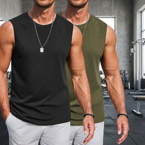 <b>Mens</b> Compression Muscle Tank Sleeveless O Neck Polyester Fitness Gym Workout <b>Vest</b> Sports <b>Training</b> Shirt Athletic Activewear Tops - Product Image 4
