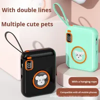 Mini batterie externe portable compacte en plastique avec câble intégré, design dessin animé, grande capacité 10000mAh, charge rapide 10W
