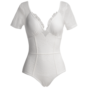 All'ingrosso costumi da <span class=keywords><strong>bagno</strong></span> Sexy manica <span class=keywords><strong>mezza</strong></span> manica 1 pezzo costume da <span class=keywords><strong>bagno</strong></span> da donna con scollo a V - Product Image 2