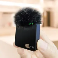 Yeni 2.4GHz röportaj kısa Video kayıt taşınabilir kablosuz profesyonel yaka mikrofonu W90 cep telefonu PC için kamera