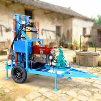 Machine de forage compacte à roues, diesel 35 CV, hydraulique, pour puits d'eau d'irrigation agricole de 150 m, avec garantie complète d'un an