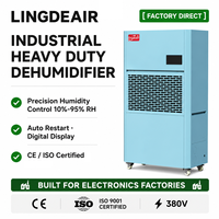 Déshumidificateur industriel 220-230V avec affichage numérique, drainage direct, roulettes pivotantes, pour entrepôt, sous-sol, usine
