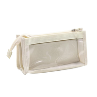 Étui à crayons transparent mignon en PVC avec fermeture éclair pour le rangement des crayons, étui portable pour fournitures de bureau pour adultes