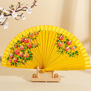 Abanico Plegable de Tela de Seda con Estampado Floral Pintado a Mano de Doble Cara, Estilo Español, Superficie Ligera, Color Rojo Clásico <span class=keywords><strong>Anita</strong></span> - Product Image 6