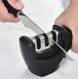 Meilleures ventes : Mini affûteur de couteaux manuel en acier inoxydable à 3 étapes, accessoires de cuisine - Product Image 5